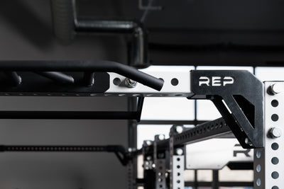 Close-up shot of the Crossmember Multi-Grip Pull-Up Bar on a 82 inch crossmember